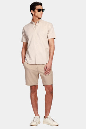 Camisa Manga Curta Move Slim Oxford Button-Down Cáqui