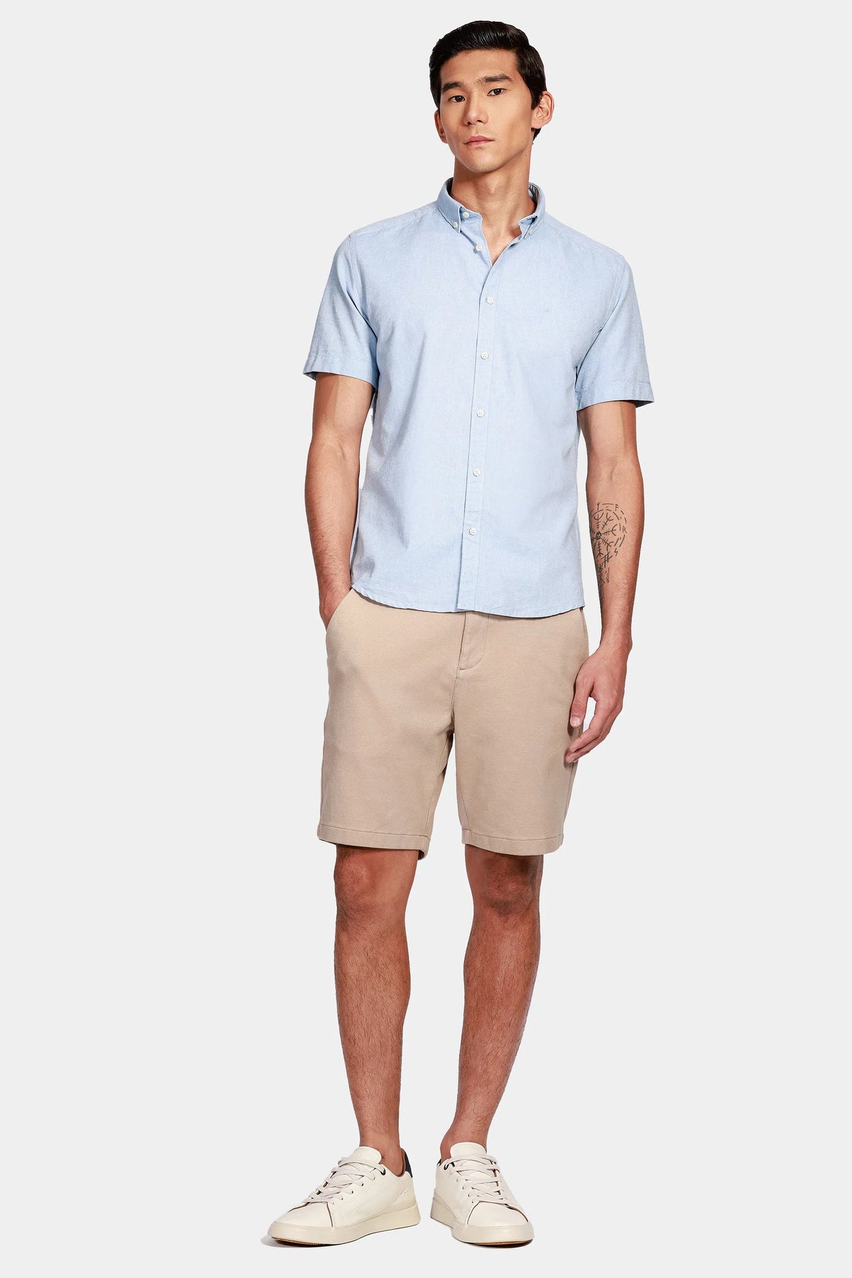Camisa Manga Curta Move Slim Oxford Button-Down Azul