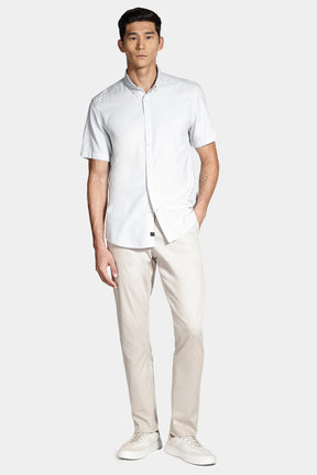 Camisa Manga Curta Move Slim Oxford Button Down Copan Azul Celeste