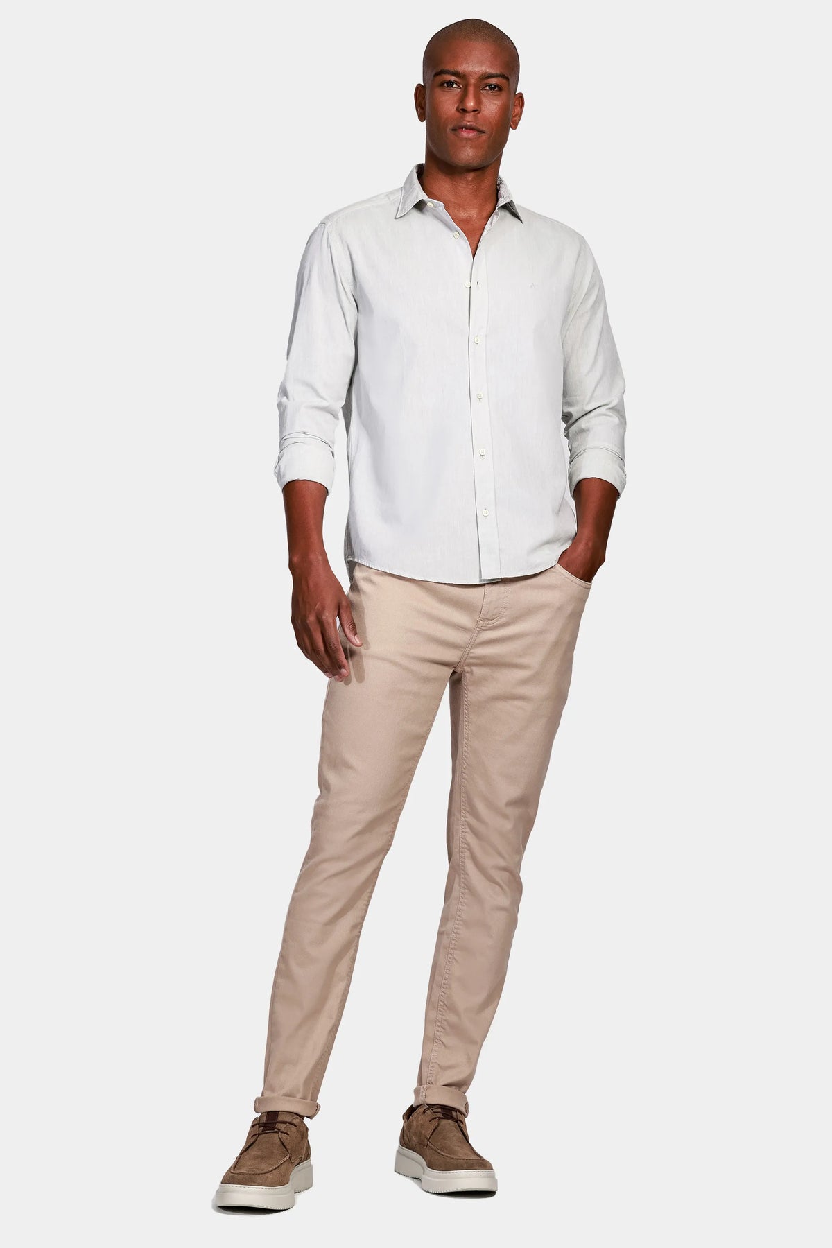 Camisa Manga Longa Cosmo Slim em Algodão Liso Willis Verde