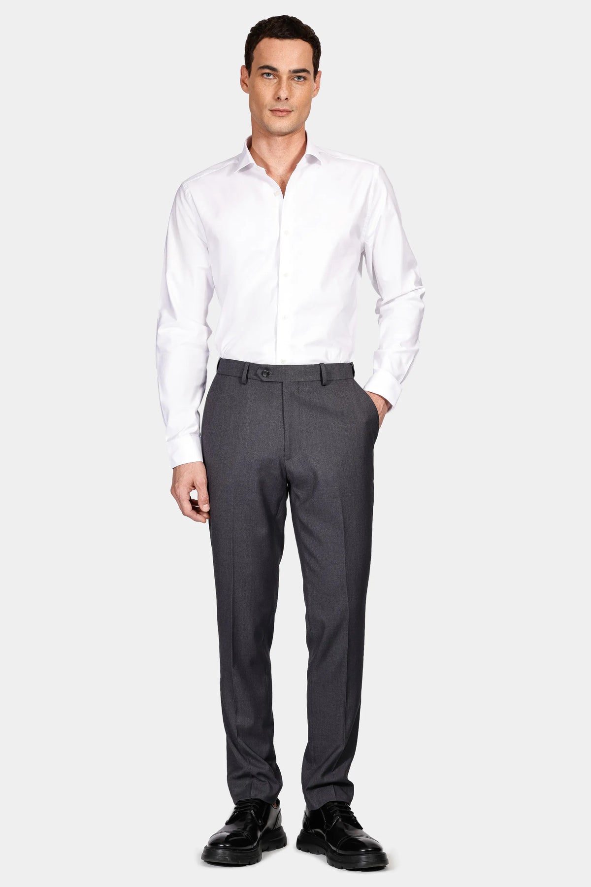 Camisa Manga Longa Cosmo Slim Sarja Pima Stretch Bellagio Branco