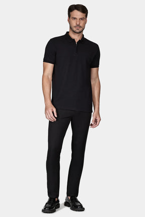 Polo Piquet Zíper Preto