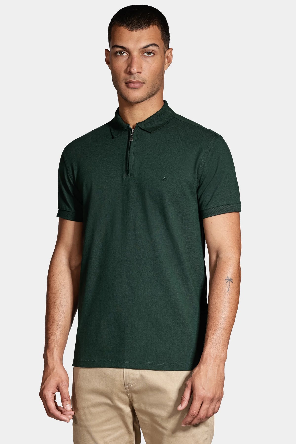 Polo Piquet Zíper Verde Floresta